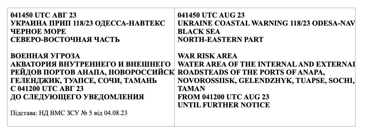 Україна оголосила про військову загрозу в російських портах