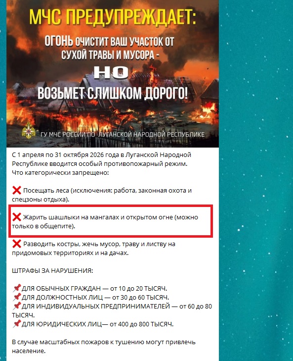 Окупанти заборонили смажити шашлики