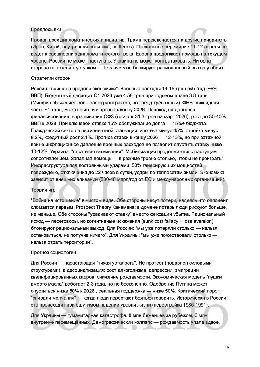 Вісім сценаріїв завершення війни