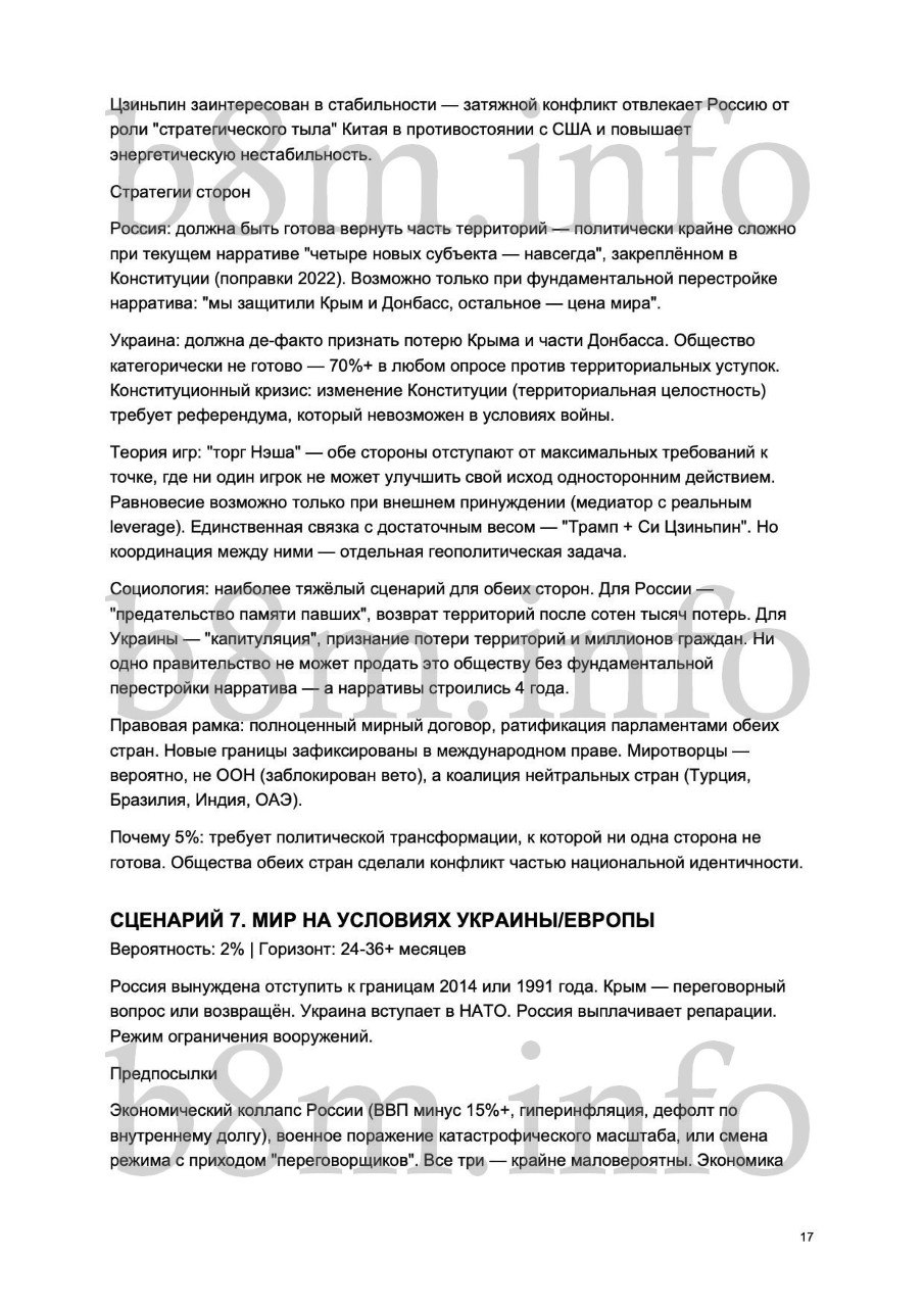 Вісім сценаріїв завершення війни