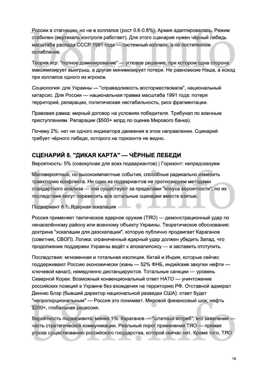 Вісім сценаріїв завершення війни