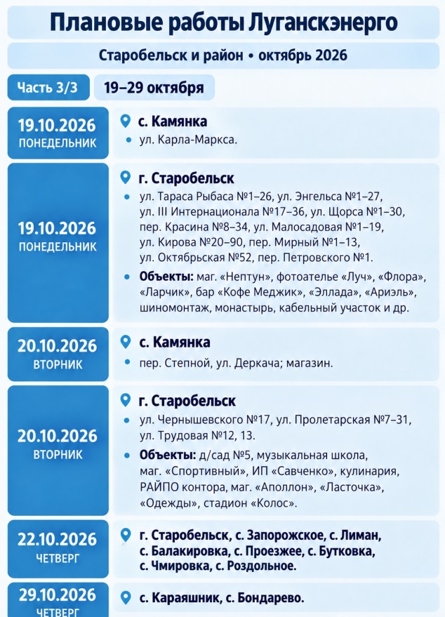 В окупованому Старобільську заплановані відключення електроенергії | Новини Старобільськ